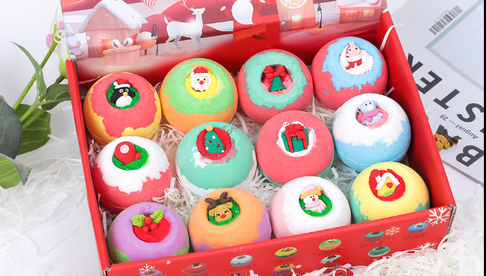 J'ai eu une enquête aujourd'hui sur le jeu de cadeaux de bombes de bain de Noël