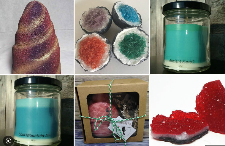 Bombes de bain en cristal avec des bougies de parfums d'une commande client américaine