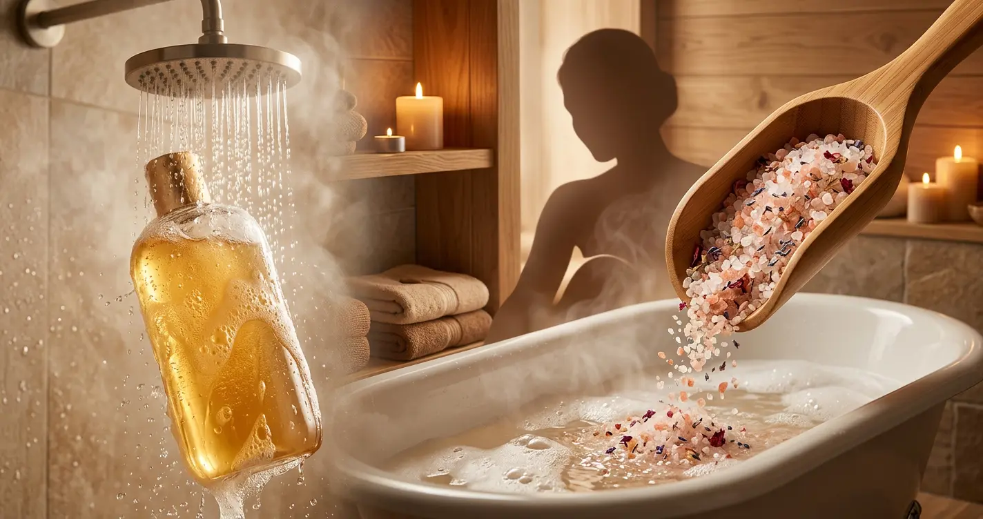 La différence entre le gel douche et les sels de bain
