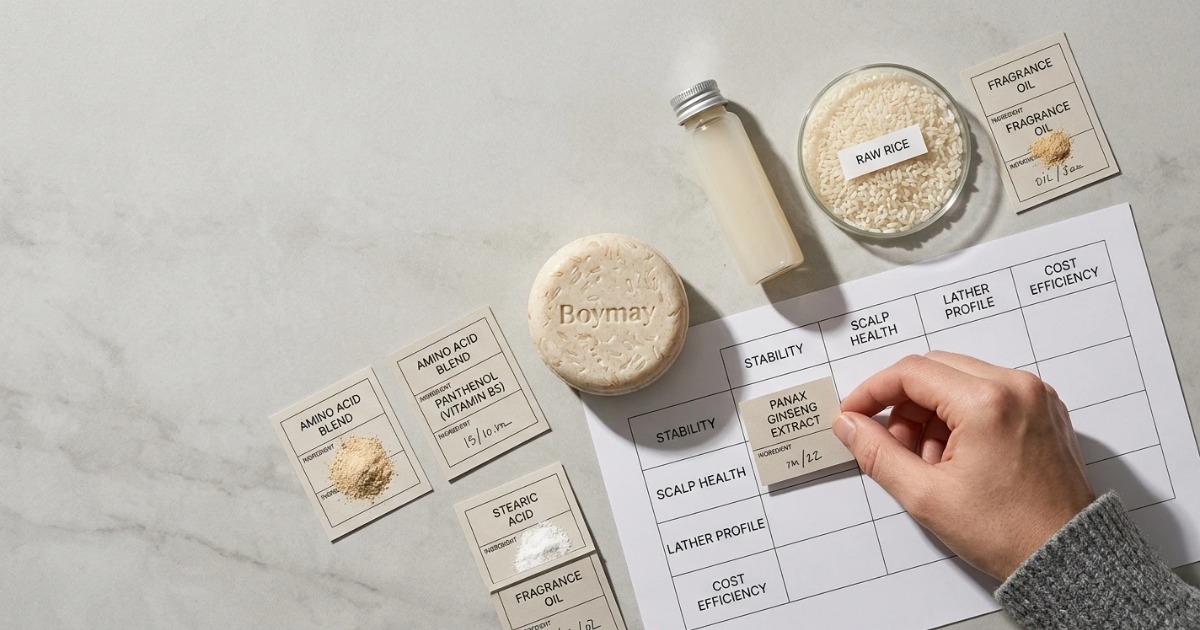 Principaux facteurs à prendre en compte pour développer un pain de shampoing à l’eau de riz en marque blanche
