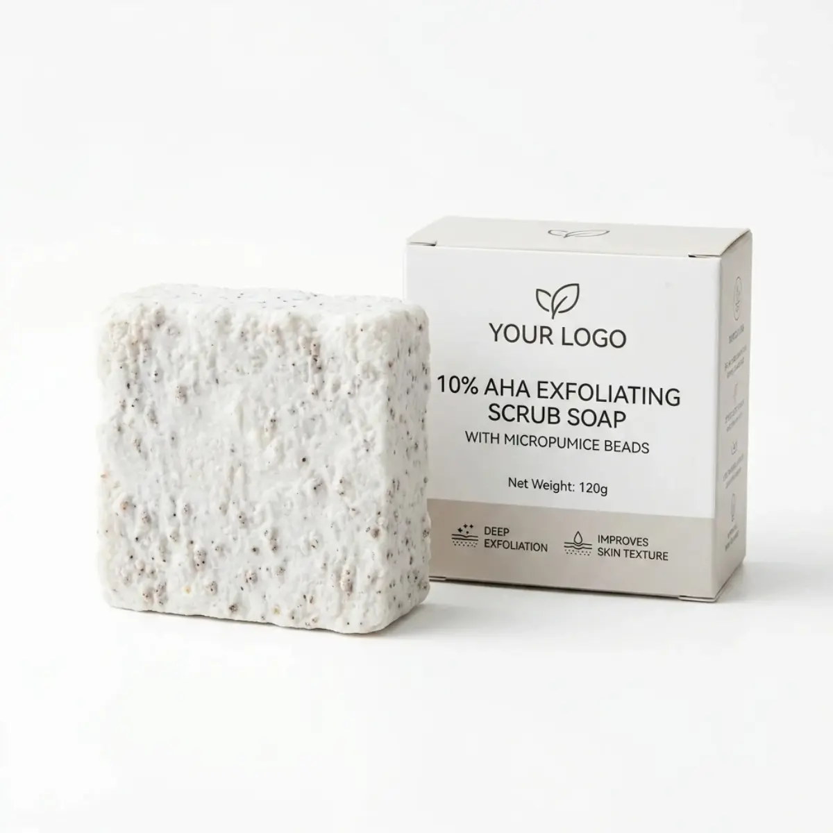 Savon gommant exfoliant à 10% d’AHA et aux billes de micropierre ponce