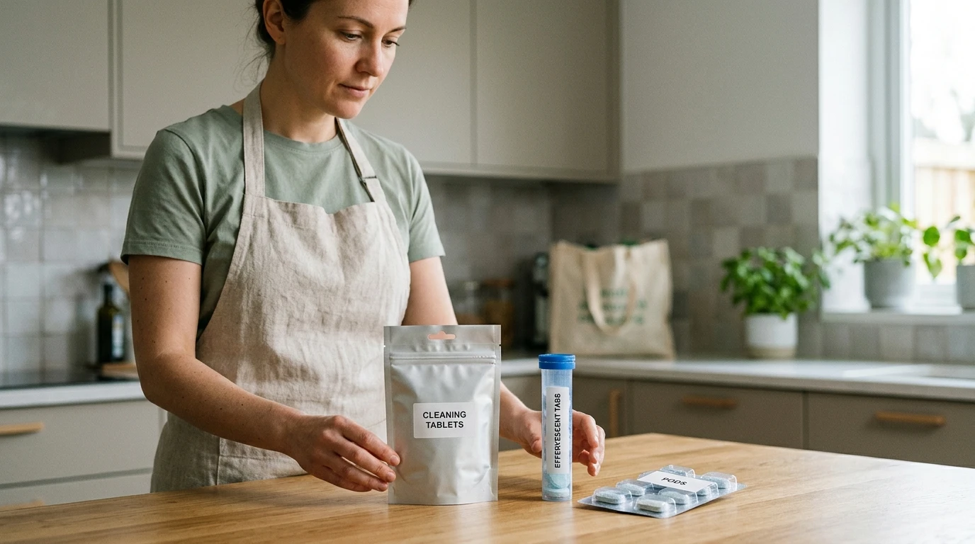Conditionnement des tablettes de nettoyage : sachet, blister ou tube
